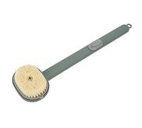 GEERYZHE Dry Brushing Body Brush, Long Handle Bath Brush Shower for Body Long Handled Scrub for Shower Soft Bristles Button Removable Head Bath for Bathroom (Green)