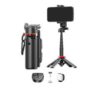 GEERYZHE Portable Selfie Stick Tripod with 360° Rotation & Fill Light, Extendable Phone Stand with Wireless Remote for Group Photos, Vlogging, Live Streaming & Travel Selfies (50-120cm