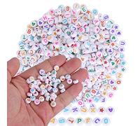 GEERYZHE Round Acrylic Love Beads, 1000PCS Letter Beads Round Color Alphabet Acrylic Heart White Mixed Five-Star Peach Heart DIY Bracelet Tool