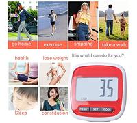GEERYZHE Simple Pedometer with 3D Step Tracking, LCD Display & Waist Clamp/Holder - Accurate Walking & Running Step Counter for Daily Fitness Goals (red)