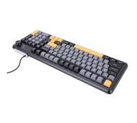 GEERYZHE Wired Gaming Keyboard with Knob Ergonomic Backlit Membrane Keyboard for Work Typing Game, Compact 87 Keys Mechanical Feel with RGB Lighting & Volume Control for PC