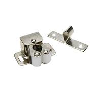 Geesatis 10 Pcs Double Roller Catch Cabinet Latches Steel Chrome Plate Roller Door Closure Clasp Cupboards Closure, with Mounting Screws, Silver