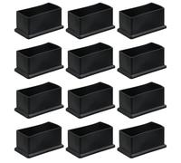 Geesatis 12 PCS 2" X 1" Rubber Furniture Feet Cover, Table Chair Leg Cover, Hardwood Floor Protector, Double Thickness, Black, PVC, Rectangle
