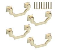 Geesatis 4 Pack Gold Cabinet Pulls, 2.5" Hole Center Solid Zinc Alloy Drawer Handles - Anti-Tarnish & Rust-Proof for Kitchen, Dresser, Drawer, Cupboard, Door with Mounting Screws