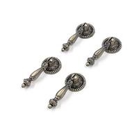 Geesatis 4 PCS Bronze Tear Drop Pull Handle Antique Drawer Cabinet Pull Handle Knobs Furniture Decorative Pull Tool with Mounting Screws, Rust Resistant, Knob Dia 1"