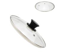 Geesatis 8"Universal Glass Lid Cover Tempered Glass Heat Resistant Silicone Handle Frying Pan Lid for Most Pans, Pots, 1 Set, with Cleaning Pad