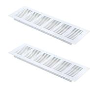 Geesatis Air Vent Covers for Floor, Cabinet, Wall, Ceiling - Heavy Duty Rust-Proof Aluminum Grille with Screws, 2 Pack, White (9.8'' x 3.1'' Outer Size, Fits 8.58'' x 2.48" Duct Openings)