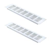 Geesatis Air Vent Covers for Floor, Cabinet, Wall, Ceiling - Heavy Duty Rust-Proof Aluminum Grille with Screws, 2 Pack, White (11.8'' x 3.1'' Outer Size, Fits 10.55'' x 2.48" Duct Openings)