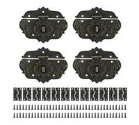 Geesatis Jewelry Box Hinges and Latches Hardware Kit, Cabinet Furniture Hinges Hasp Clasp,Zinc Alloy,Bronze,Small Size(Latches*4 + Hinges*12)