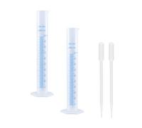 Geesatis Plastic Clear Measuring Cylinders Pipettes,100ML Plastic Graduated Cylinder(2Pcs) and 5 ML(10Pcs) Plastic Droppers