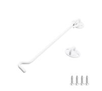 Geesatis Privacy Door Hook and Eye Latch Length 8 inch Gate Latch Lock Stainless Steel Eye Latch for Window, Door, Wood Fence (White)