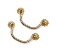 Geesatis Pure Brass Cabinet Pulls Vintage Gold Handle and Pulls for Cupboard Cabinet Drawer Door Handles Decorative Furniture Pull Knobs, 2 Pack