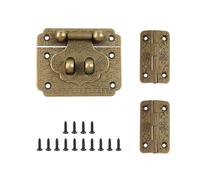 Geesatis Retro Jewelry Box Hinges and Latches Hardware Kit,Antique Cabinet Furniture Hinges Hasp Clasp,Bronze,1 Sets