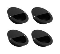 Geesatis Round Hidden Concealed Door Pulls,Flush Pocket Door Handles,Stainless Steel Handle for Modern Bedroom Door Drawer Wardrobe,90 mm / 3.5 inch Dia - Matte Black - Set of 4