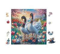 Geese 100 Piece Complete Jigsaw Puzzle Set Teens Beginners Educational Challenge Puzzle Fans Group Play Anniversary Fathers Thick Cardboard 28x28cm