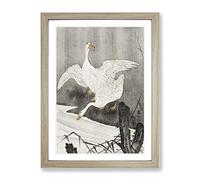 Geese At The River By Ohara Koson Asian Japanese Framed Print | A2 Oak Framed Wall Art | Ready to Hang | Asian Landscape Picture | Living Room Bedroom Lounge Office