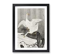 Geese At The River By Ohara Koson Asian Japanese Framed Print | A3 Black Framed Wall Art | Ready to Hang | Asian Landscape Picture | Living Room Bedroom Lounge Office