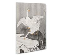 Geese at The River by Ohara Koson Painting Canvas Print | Gallery Wrapped 30mm Frame Wall Art | 30x20 inches | Ready to Hang | Asian Landscape Picture | Living Room Bedroom Lounge Office