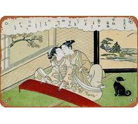Geese Descending On The Koto Bridges (from Eight Fashionable Parlour Views) Metal Tin Signs Room Stuff Wall Decor Sign 8x12 Inch