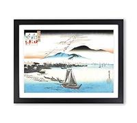 Geese Flying Down To Katada By Utagawa Hiroshige Asian Japanese Framed Print | A4 Black Framed Wall Art | Ready to Hang | Asian Nature Picture | Living Room Bedroom Lounge Office
