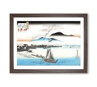 Geese Flying Down To Katada By Utagawa Hiroshige Asian Japanese Framed Print | A4 Walnut Framed Wall Art | Ready to Hang | Asian Nature Picture | Living Room Bedroom Lounge Office