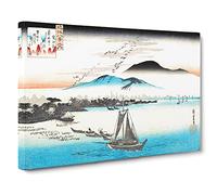 Geese Flying Down To Katada By Utagawa Hiroshige Canvas Print | Gallery Wrapped 30mm Frame Wall Art | 24x16 inches | Ready to Hang | Asian Picture | Living Room Bedroom Lounge Office