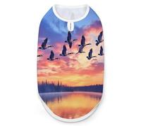 Geese Flying over The Lake Sunset Cute Cute Pet Supplies Soft Dog Sweaters Printing for Dogs Puppy Cats 2XL