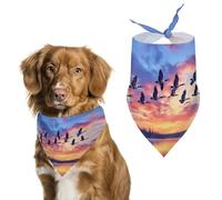 Geese Flying over The Lake Sunset Dog Scarf Triangle Bandana Soft Puppy Scarfs for Small Medium Pets