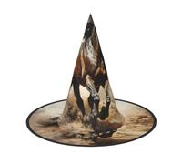 Geese Harmony Sky Halloween Witch Hat, Pointed Wide Brim Cosplay Hat | woven oxford cloth, all-over printed surface, one size adult fit, for halloween costume and themed events