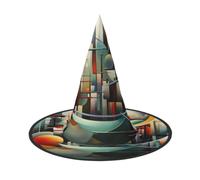 Geese Harmony Sky Halloween Witch Hat, Pointed Wide Brim Cosplay Hat | woven oxford cloth, all-over printed surface, one size adult fit, for halloween costume and themed events
