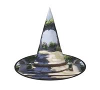 Geese Harmony Sky Halloween Witch Hat, Pointed Wide Brim Cosplay Hat | woven oxford cloth, all-over printed surface, one size adult fit, for halloween costume and themed events