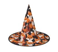 Geese Harmony Sky Halloween Witch Hat, Pointed Wide Brim Cosplay Hat | woven oxford cloth, all-over printed surface, one size adult fit, for halloween costume and themed events