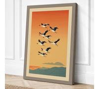 Geese in Migration Retro Canvas Wall Art Print 30x20 Inch