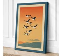 Geese in Migration Retro Canvas Wall Art Print 30x20 Inch