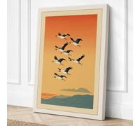 Geese in Migration Retro Canvas Wall Art Print 30x20 Inch