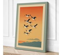Geese in Migration Retro Canvas Wall Art Print 30x20 Inch