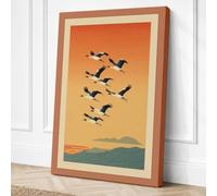 Geese in Migration Retro Canvas Wall Art Print 30x20 Inch