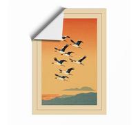 Geese in Migration Retro Unframed Wall Art Print A1 (84.1×59.4cm), Wall