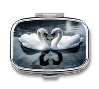 Geese on The River Pill Box Medicine Pill Organizer Small Pill Case Travel Pill Container Portable Pill Case for Pocket 2 Compartment Pill Holder Pill Boxes for Travel