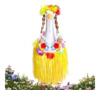 Geese Outfit, Hawaiian Costume, Animal Clothes, Skirt Wig Set, Festive Wreath Accessories, Holiday Party Outdoor Decor, Fits 23 Inch Statue, Multicolor, 1 Set, 80g