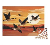Geese Rätsel Für Erwachsene |Flying over The Lake at Sunset| Familienspaß-Puzzles 1000pcs (75x50cm) Erwachsene
