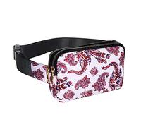 Geestock Bumbag for Ladies, Fanny Pack with Adjustable Straps & 2 Zipper Pockets for Women Men, Crossbody Fashion Waist Belt Bag for Hiking Running Festivals Walking Travel Cycling (White Flower)