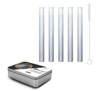 GeeStone 5pcs a set Metal Gift Box with Cleaning Brush Inisde 4.72 inch 12mm OD 2mm Thick Borosilicate Glass Tube, Great Gift Set for Choice.