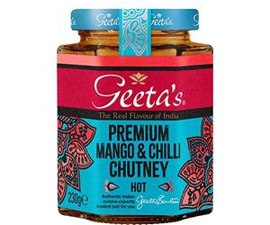 Geeta's Premium Mango & Chilli Chutney 230g | The Real Flavour of India | Made with Indian Mangoes, Chilli & Full of Aromatic Spices| Gluten Free, No Artificial Flavours or Colours