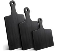 Geetery 3 Pcs Black Cutting Boards for Kitchen, Large Acacia Wood Cutting Board Set Charcuterie Board Chopping Board with Handle, 16.5 x 6.7'', 14 x 6.7'', 9.8 x 6.7''
