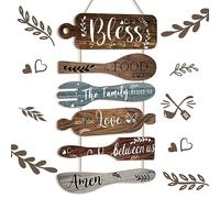 Geetery 6 Pcs Bless The Food Before Us Farmhouse Kitchen Wall Decor Dining Room Collage Decorations Wall Art Rustic Hanging Wooden Roped Sign 13x21 Inches Vertical(Multicolored)