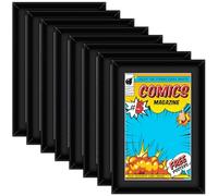 Geetery 8 Pack Comic Book Frame, UV Protection, Comic Picture Magazine Frames Fits Current up to 6 3/4 x 10 1/4, Wall or Tabletop Display with Spring Clips Installed Hangers(Black (Black Mat))