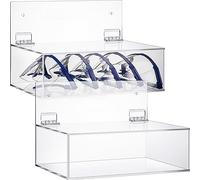 Geetery Safety Glasses Holder with Lid Wall Mount / Stand 9 x 6 x 3 Inches Clear Acrylic Dispenser Storage Case Wall Organizer Box for Eyewear Goggle Glove Facemask Lab Supply, clear, as shown in the
