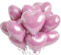 Geettcaifu 12 Pcs 18 Inch Light Pink Sky Blue Heart Foil Balloons, Mylar Love Heart Helium Balloons for Wedding, Birthday Party,Valentines Day, Engagement Anniversary Party, Baby Shower Decorations