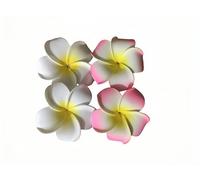 Geettcaifu 4 Pcs 7cm Hawaiian Frangipani Plumeria Foam Hair Clips, Head Flower Party Beach Hair Clips - White and Pink
